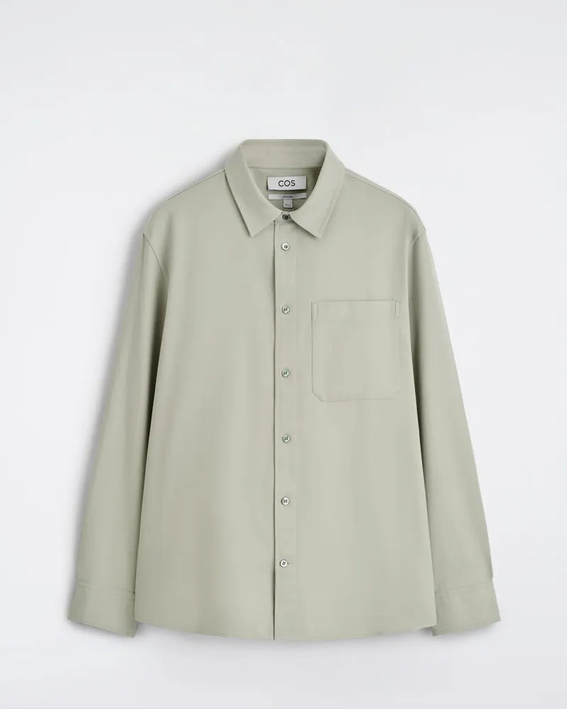 COS Lockeres Hemd Aus Gebürstetem Baumwoll-Mix Beige