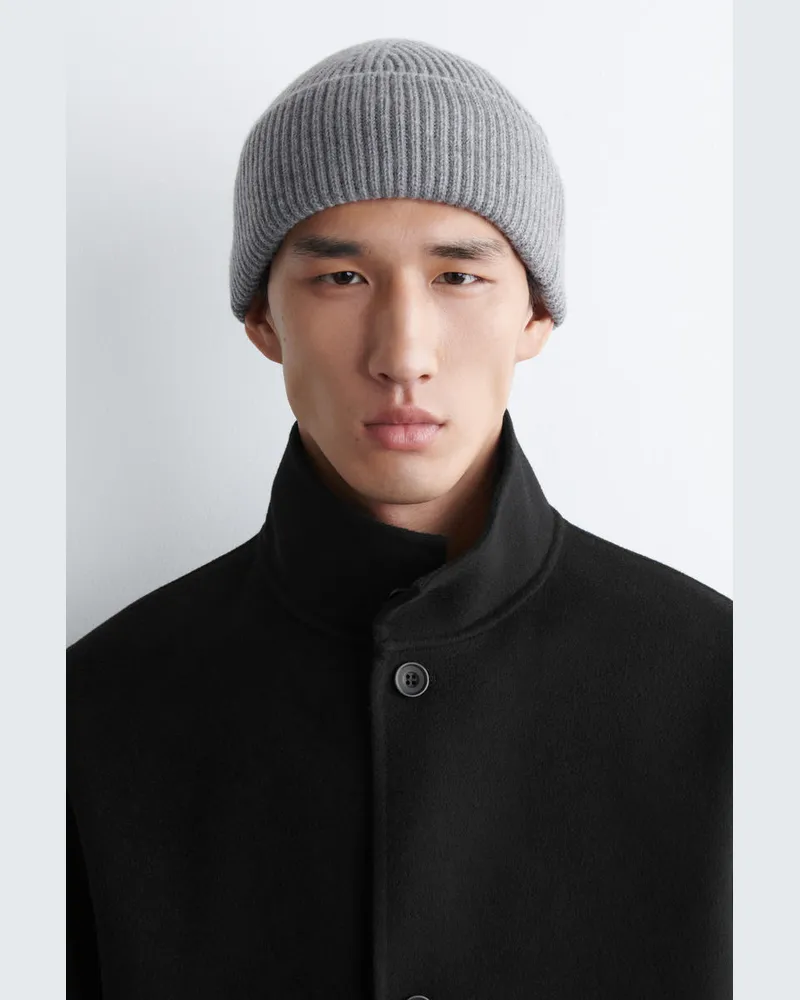 COS Gerippte Beanie Aus Wolle Grau