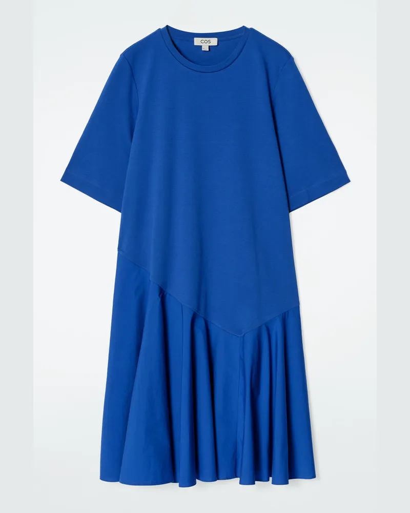 COS Asymmetrisches T-Shirt-Minikleid Blau
