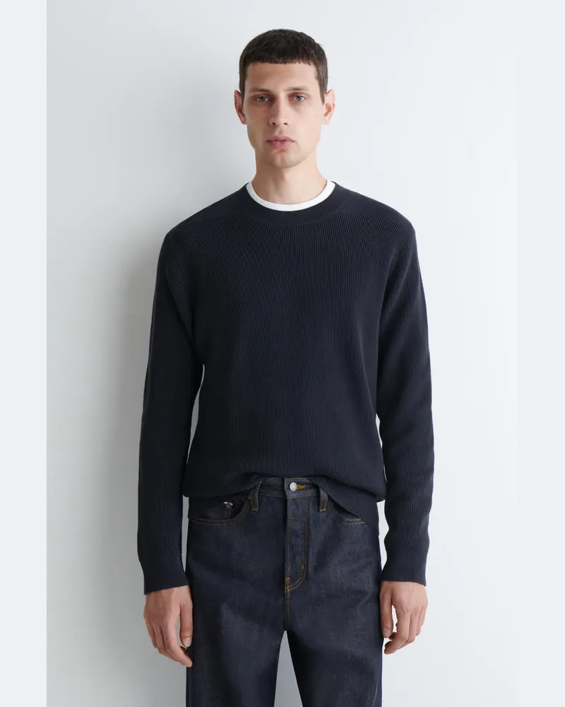 COS Pullover Aus Baumwolle Mit Rundhalsausschnitt Blau