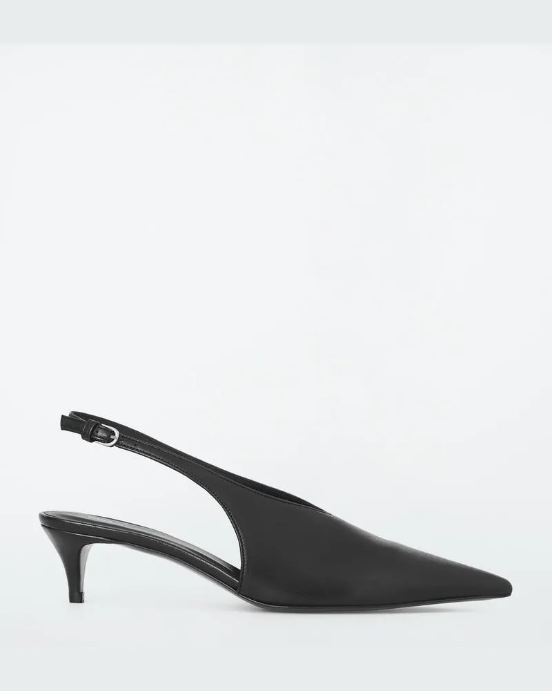 COS Spitze Kitten-Heels Aus Leder Mit Slingback-Riemen Schwarz