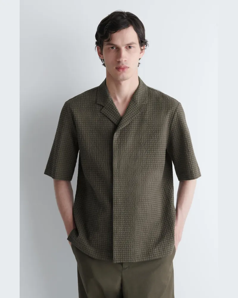 COS Freizeithemd Aus Seersucker Grau