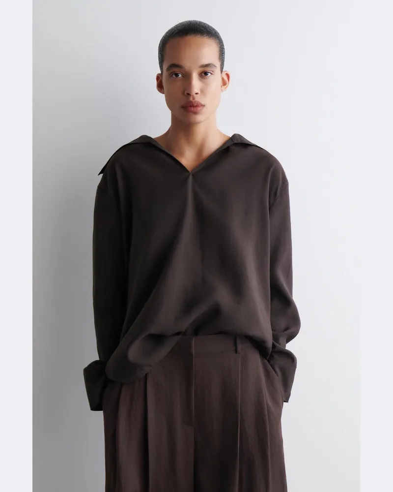 COS Bluse Aus Modal Mit Breitem Kragen Braun
