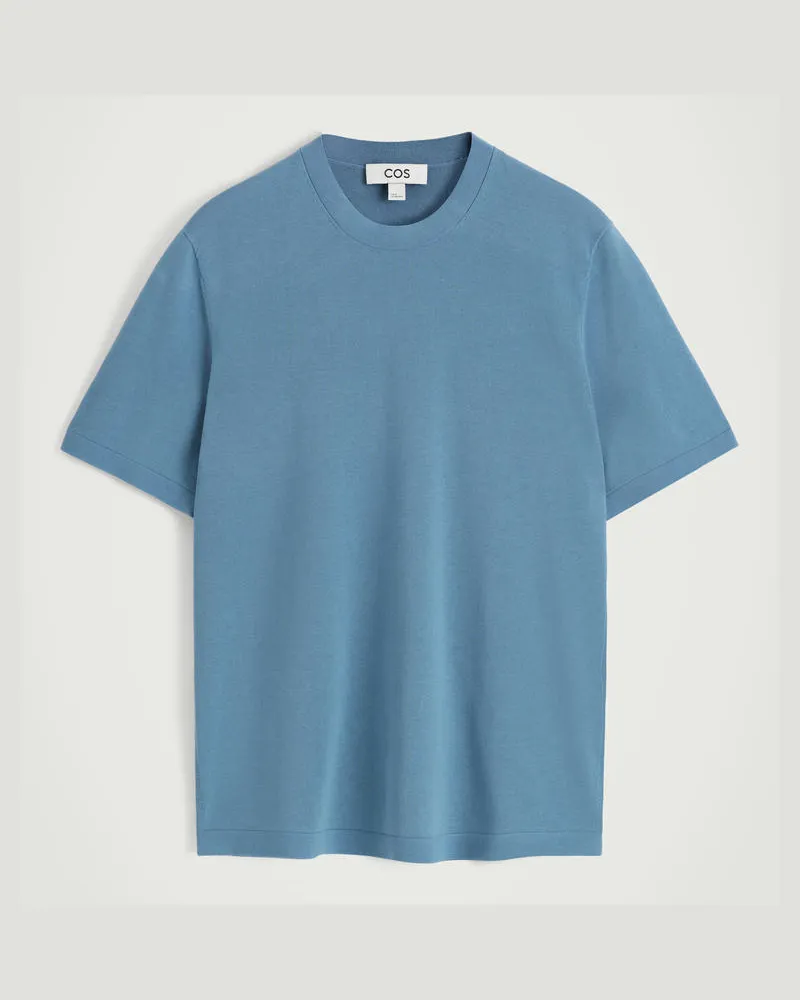 COS Strick-T-Shirt Aus Baumwolle Blau