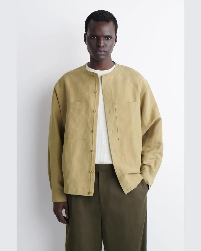COS Oversized-Hemd Aus Leinen Mit Grandad-Kragen Beige