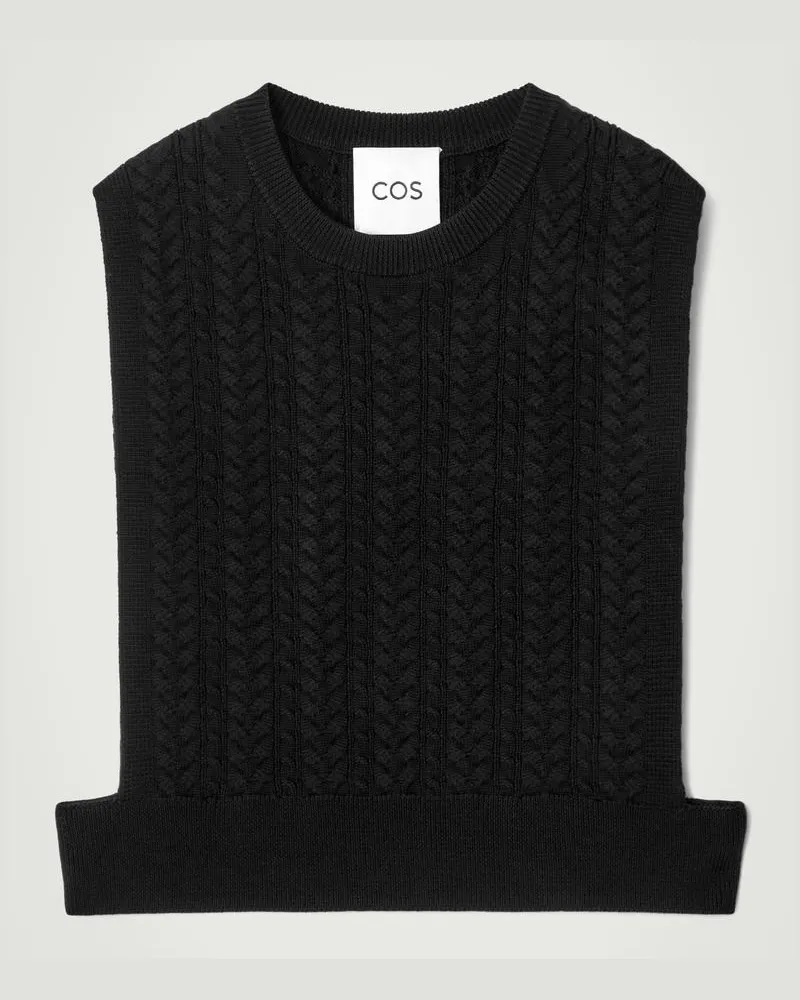 COS Pullunder Aus Wolle Mit Zopfstrickmuster Schwarz