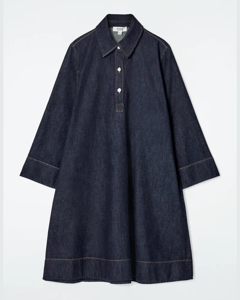 COS Kurzes Hemdkleid Aus Denim In A-Linie Blau