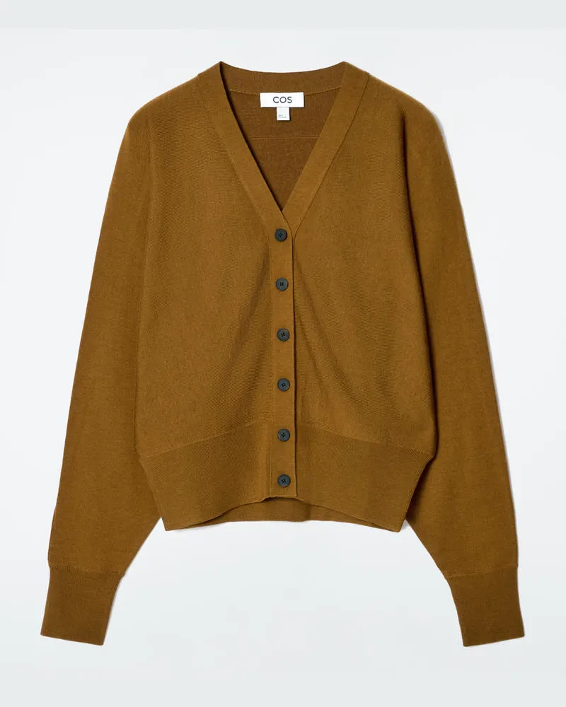COS Strickjacke Aus Merinowolle Mit Fledermausärmeln Gelb