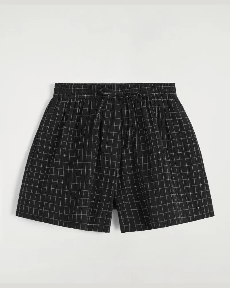 COS Karierte Baumwollshorts Schwarz