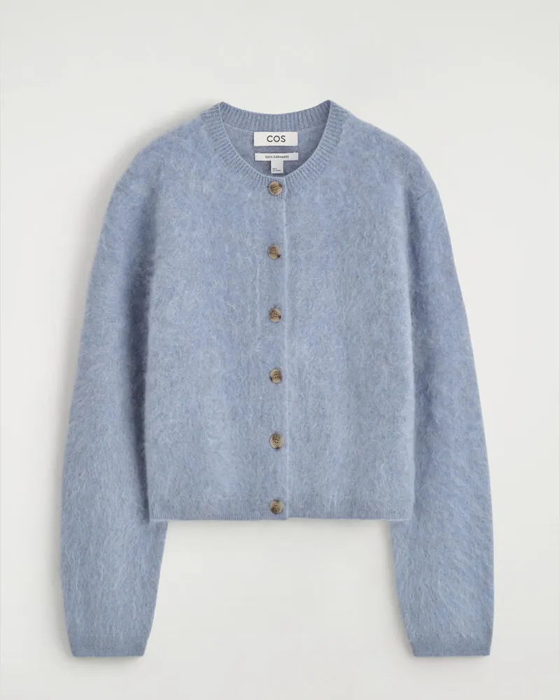 COS Cardigan Aus Gebürstetem Kaschmir Blau