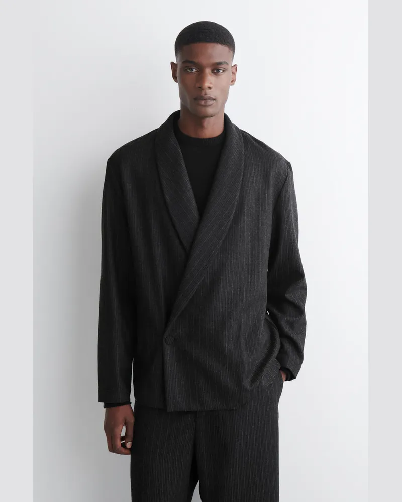 COS Wollblazer In Wickeloptik Mit Nadelstreifen Grau