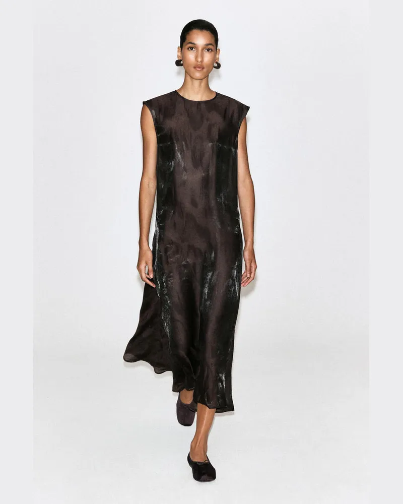 COS Maxikleid Aus Jacquard Mit Zipfelsaum Braun