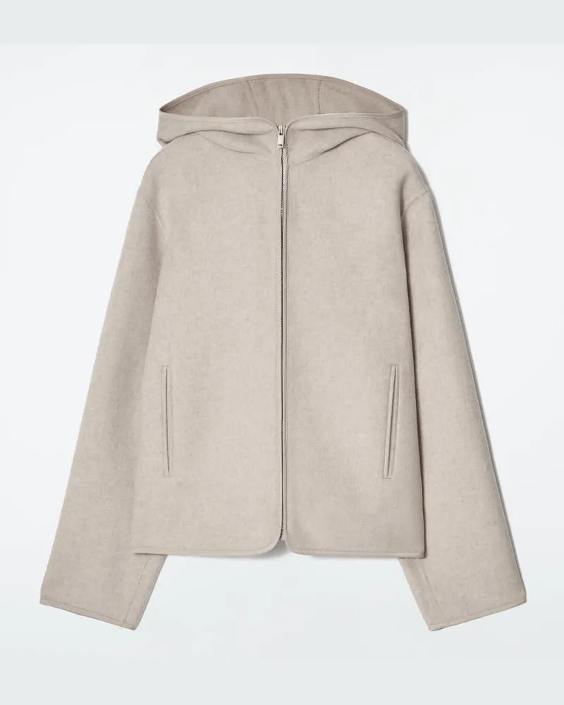 COS Wolljacke Aus Doubleface-Material Mit Kapuze Beige