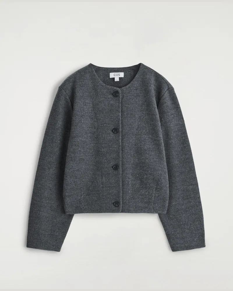 COS Strickjacke Aus Gekochter Merinowolle Grau