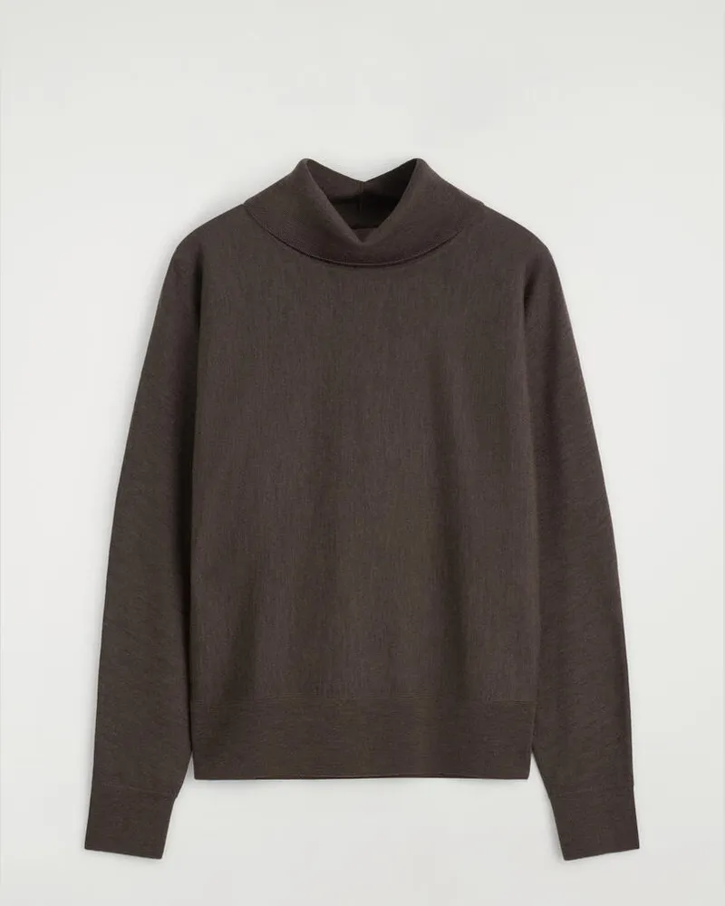 COS Pullover Aus Merinowolle Mit Stehkragen Braun
