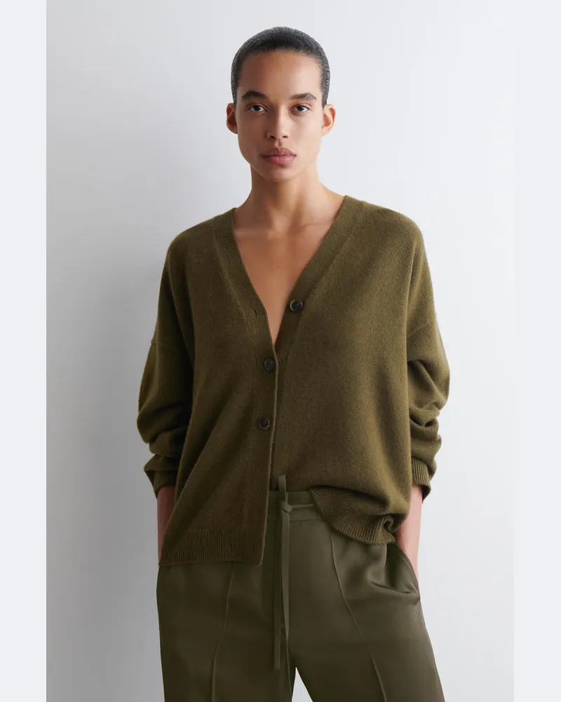 COS Strickjacke Aus Kaschmir Mit V-Ausschnitt Grün
