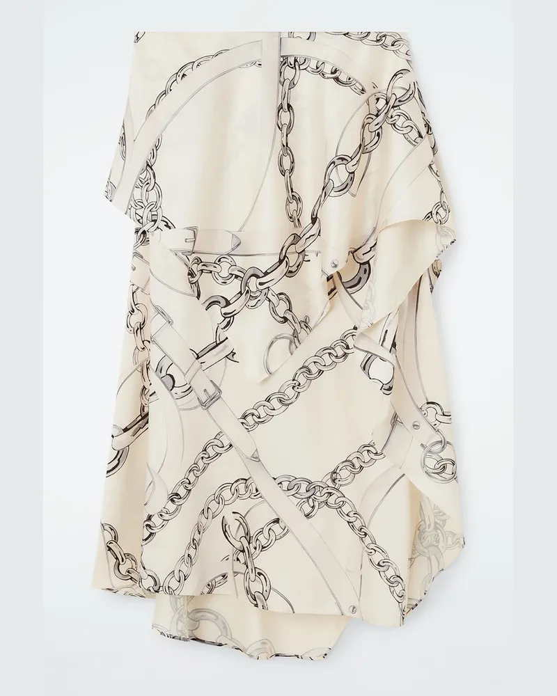 COS Asymmetrischer Drapierter Rock Weiß