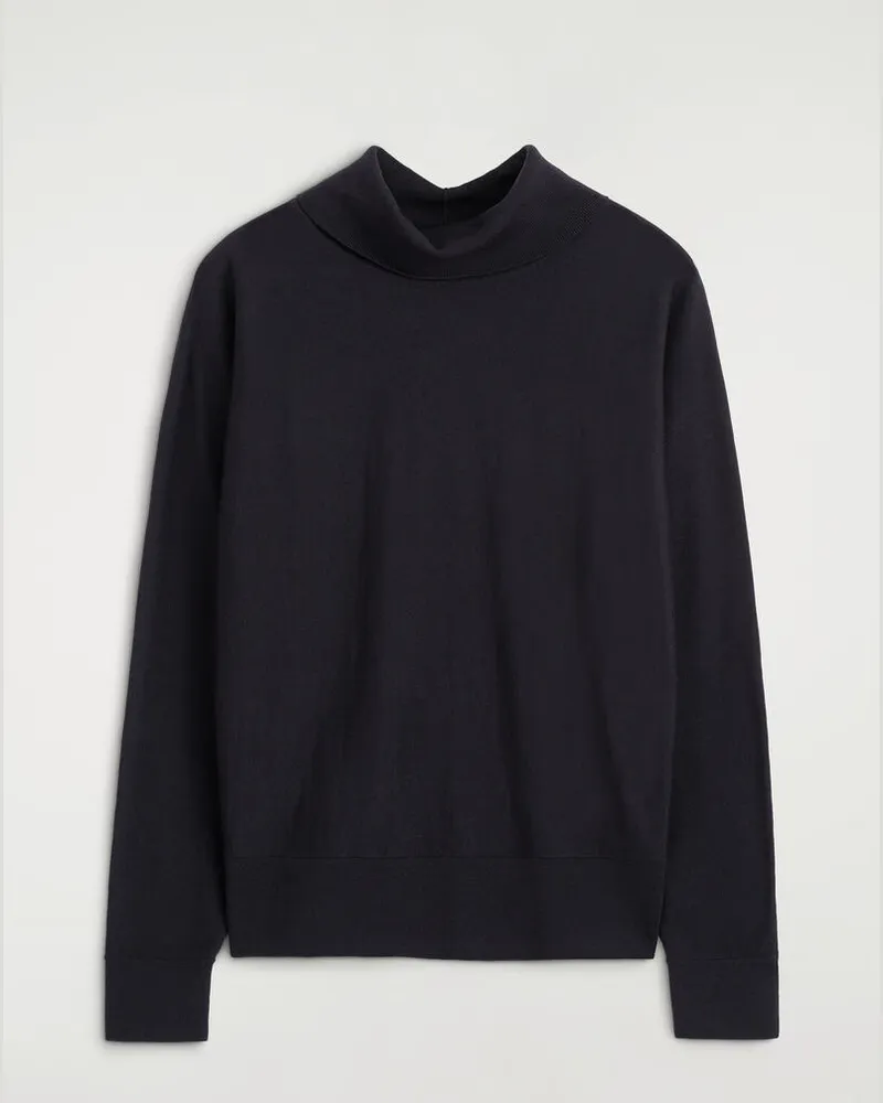 COS Pullover Aus Merinowolle Mit Stehkragen Blau