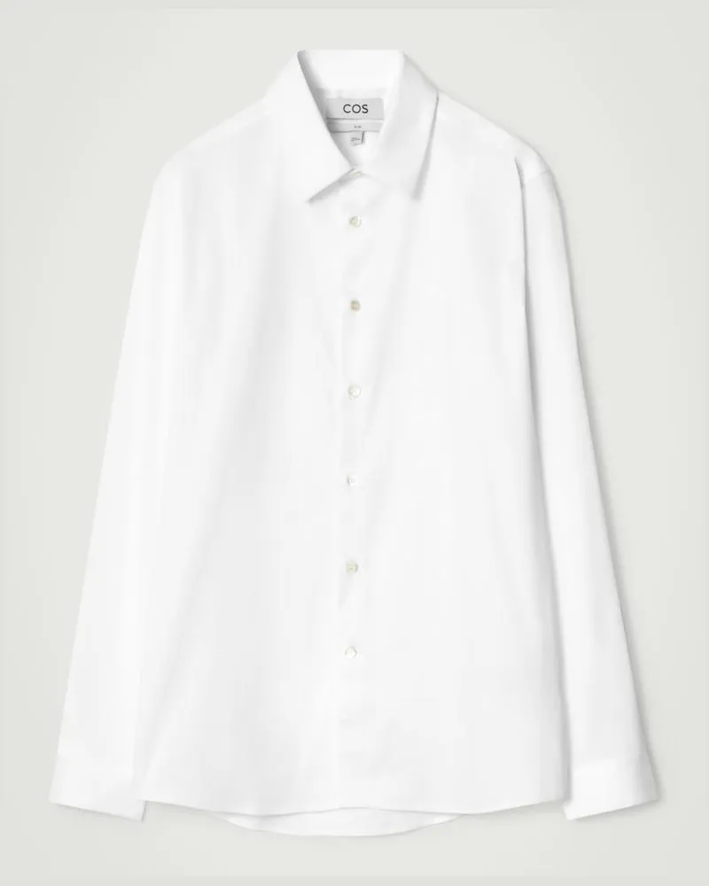 COS Hemd Aus Popeline Mit Schmaler Passform Weiß