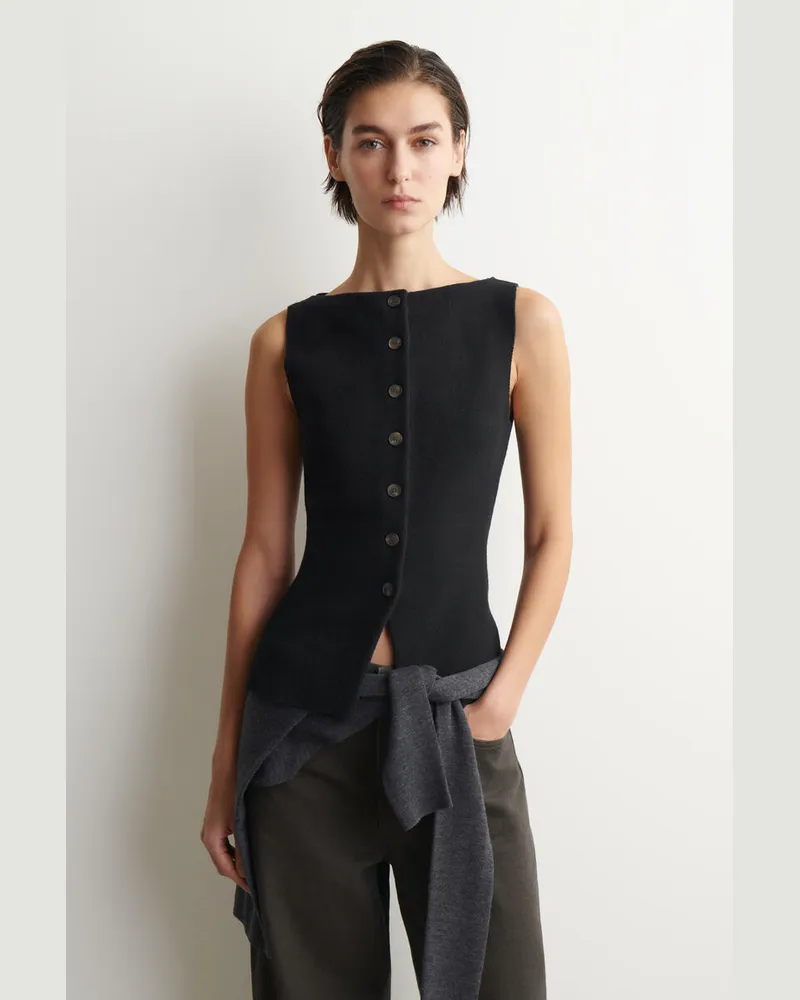 COS Weste Aus Baumwoll-Crêpe Schwarz