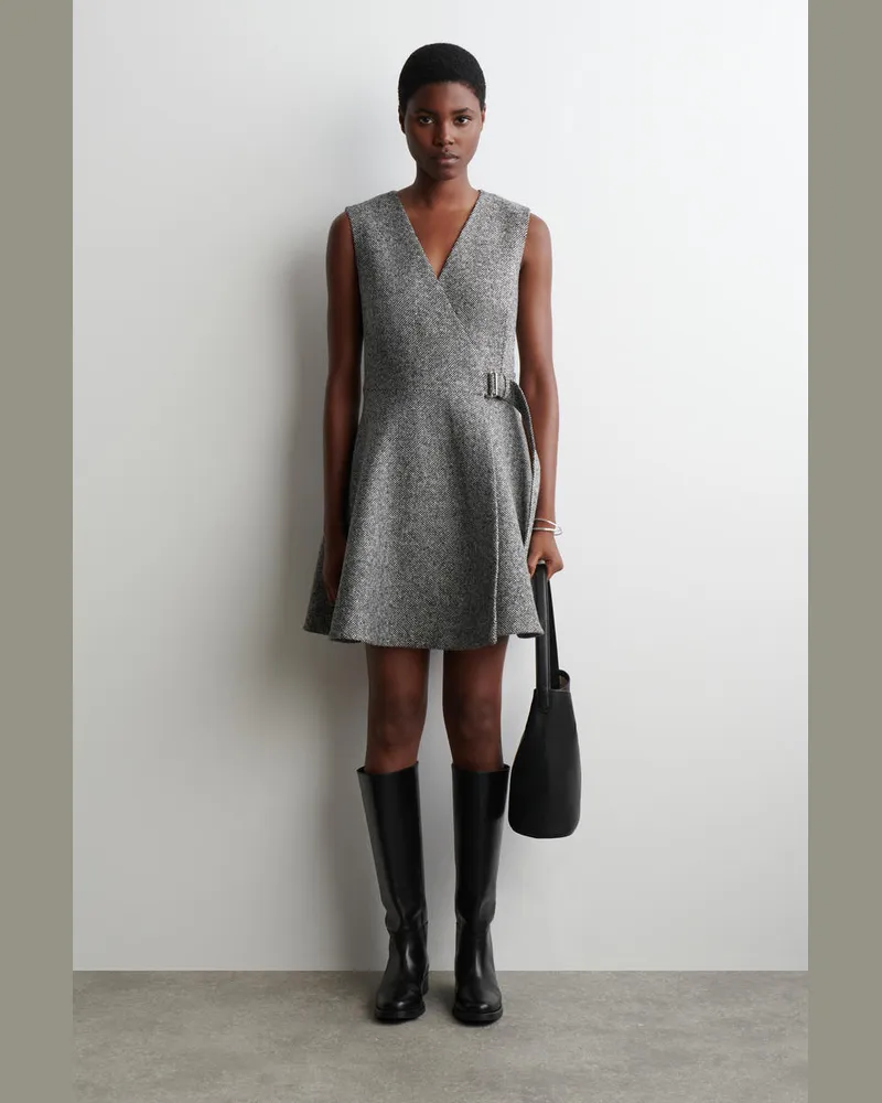 COS Kurzes Wickelkleid Aus Tweed Grau