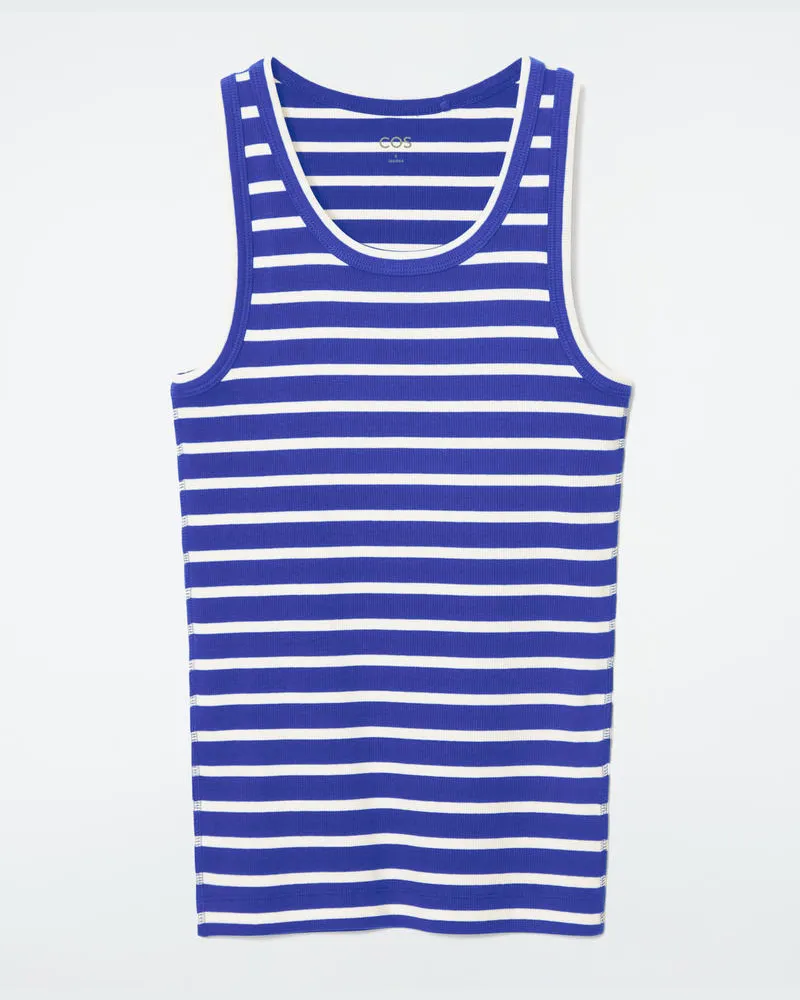 COS Geripptes Tanktop Blau