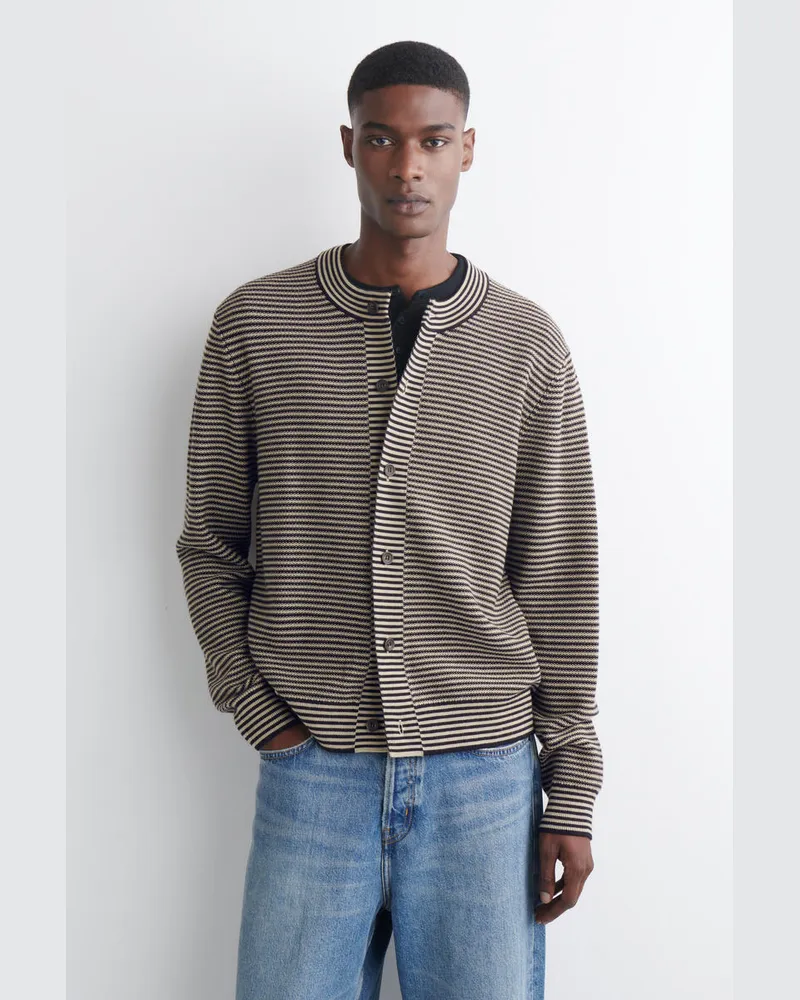 COS Gestreifte Strickjacke Aus Merinowolle Beige