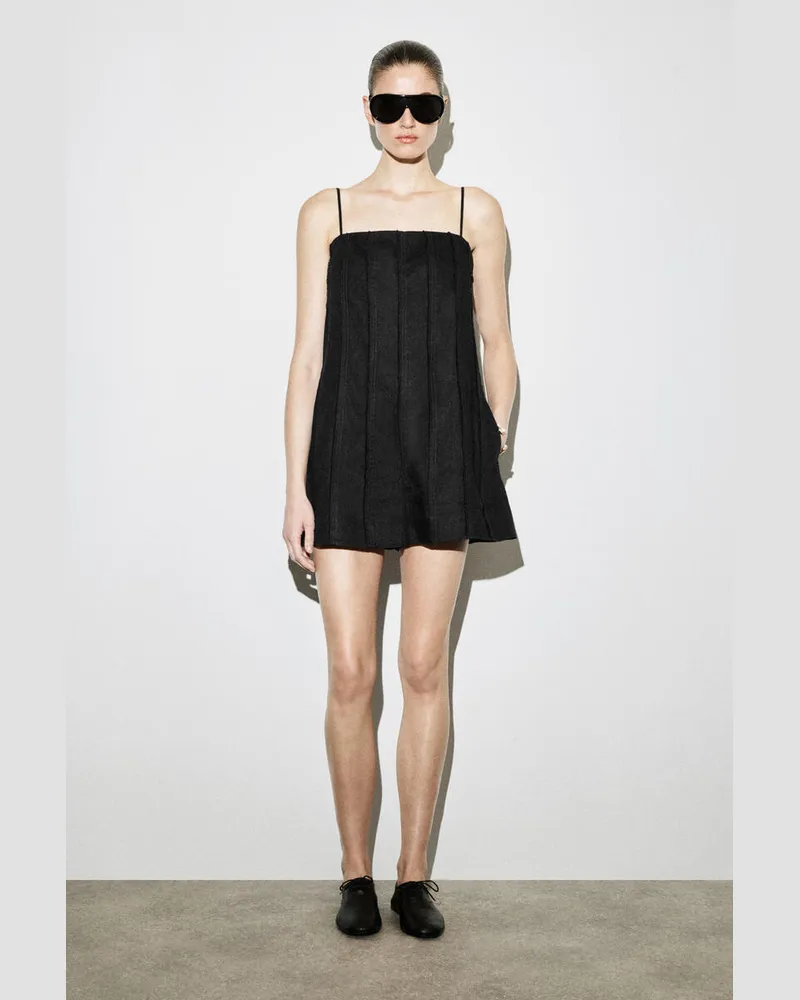 COS Playsuit Aus Leinen Mit Falten Schwarz