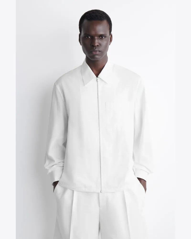 COS Baumwoll-Popeline-Hemd Mit Reissverschluss Weiß