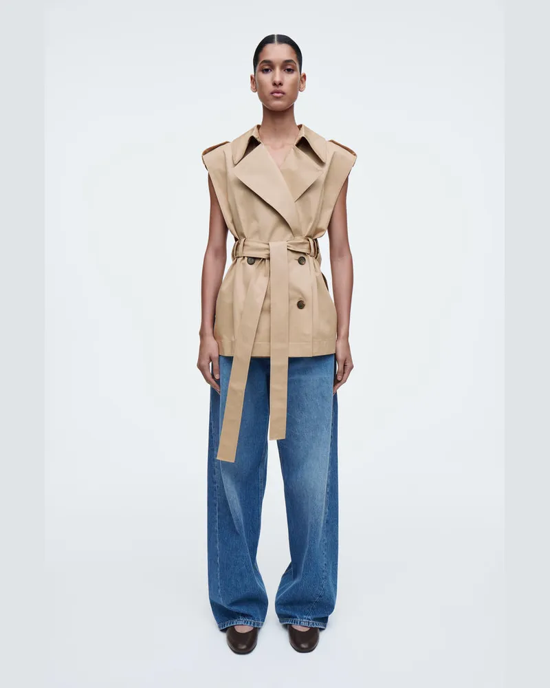 COS Ärmelloser Hybrid-Trenchcoat Beige
