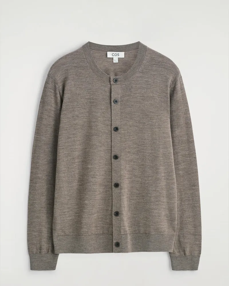 COS Strickjacke Aus Merinowolle Mit Rundhalsausschnitt Beige