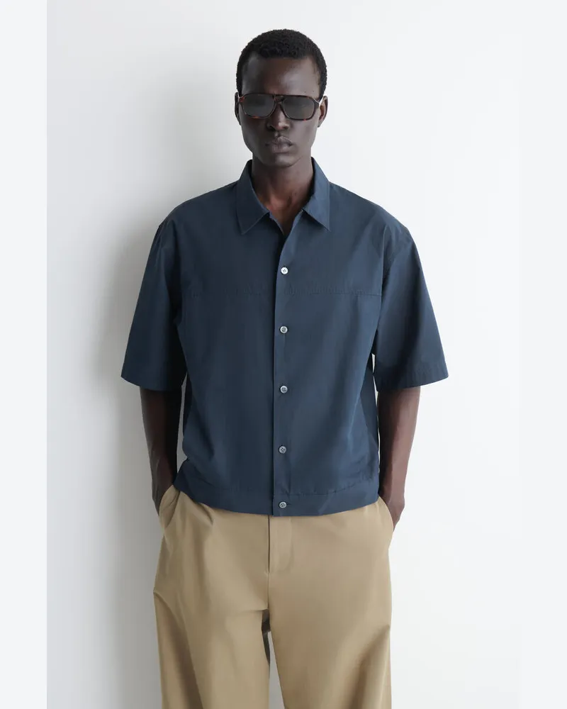 COS Hemd Aus Baumwoll-Popeline Im Utility-Stil Blau