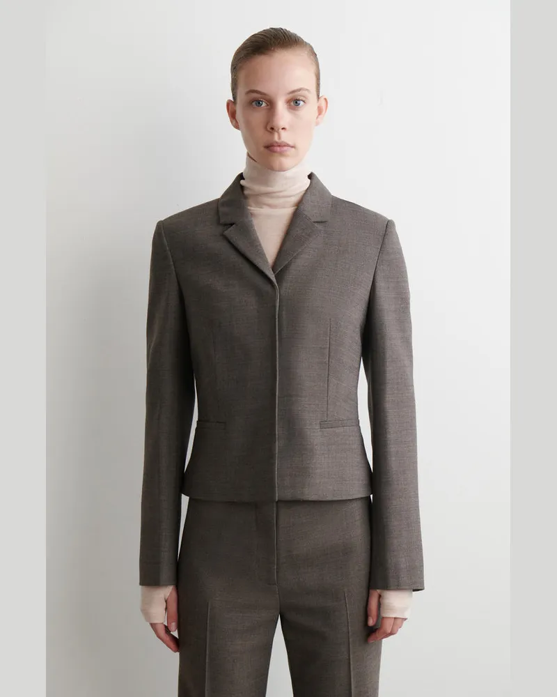 COS Schmaler Taillierter Blazer Aus Wolle Grau