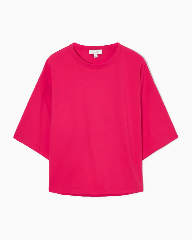 COS Kastenförmiges T-Shirt Mit Abgerundetem Saum Rosa