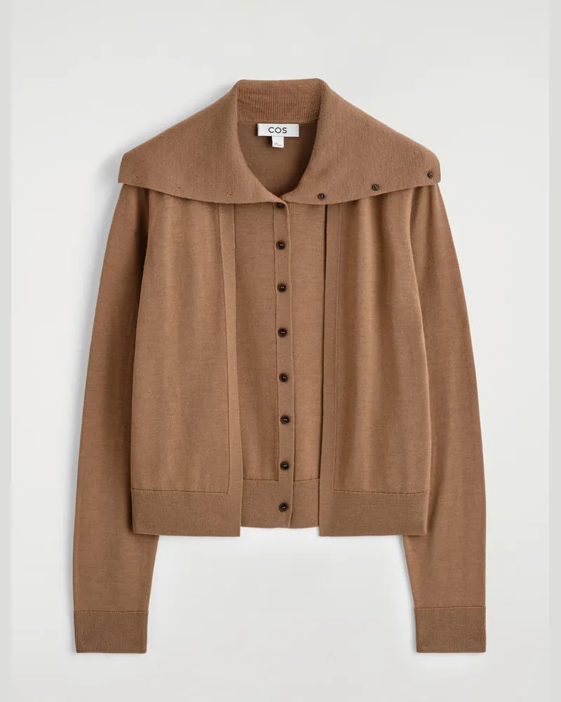COS Strickjacke Aus Merinowolle Mit Hohem Kragen Braun