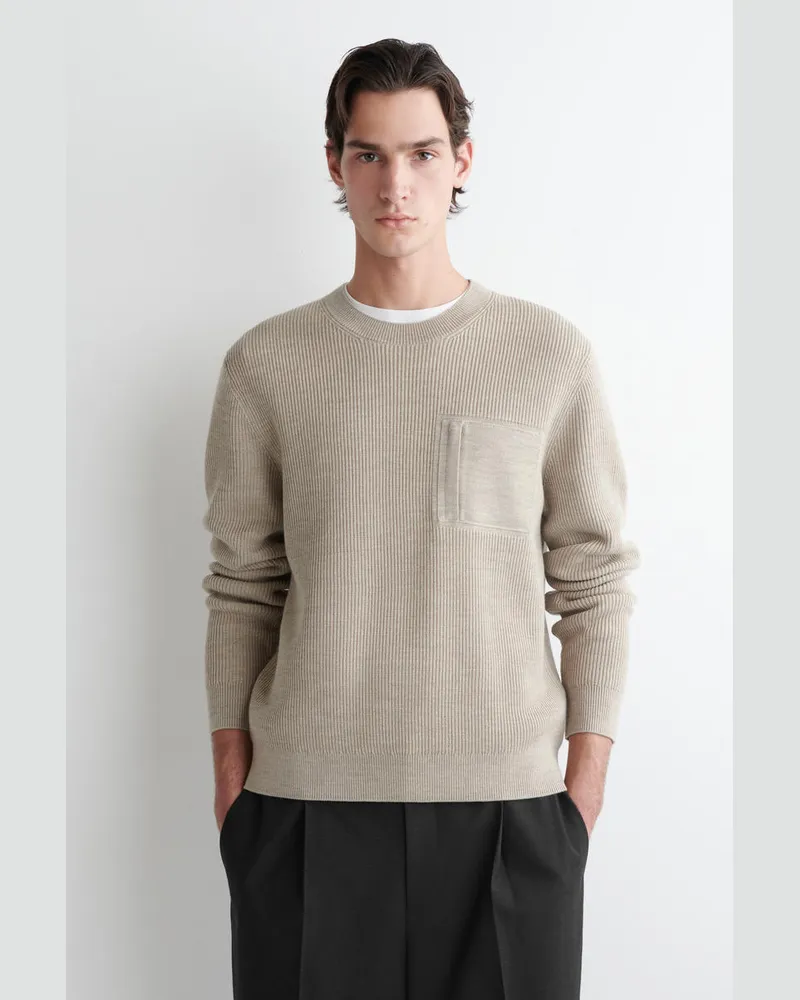 COS Pullover Aus Wolle Mit Rundhalsausschnitt Beige