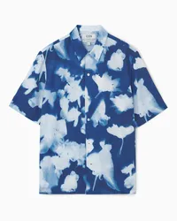 COS Kurzarmhemd Mit Abstraktem Blumen-Print Blau