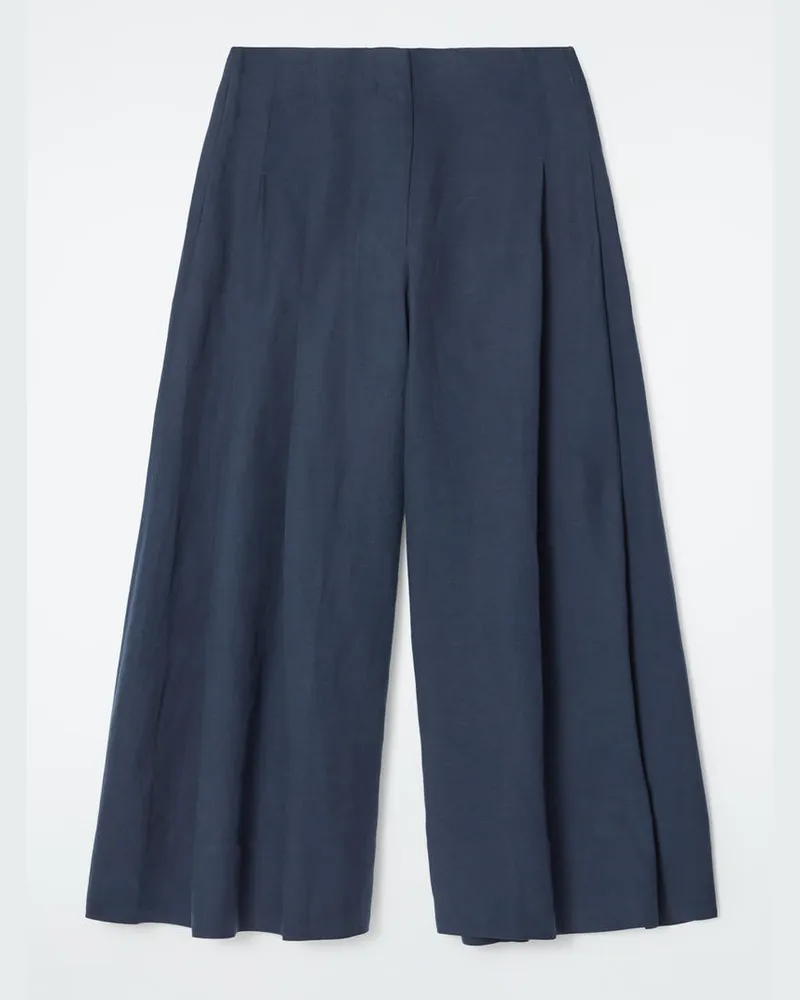COS Culottes Aus Leinen-Mix Mit Falten Blau