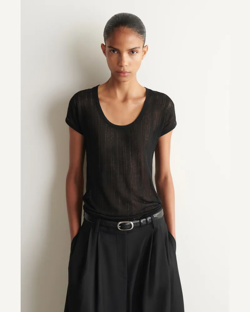 COS T-Shirt Mit Spitzen- Und Rautenmuster Schwarz