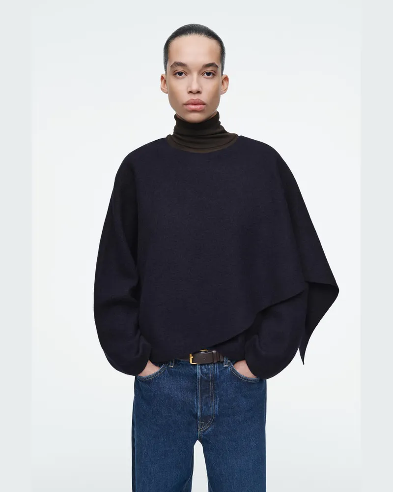 COS Cape Aus Wolle Mit Schaldetail Blau