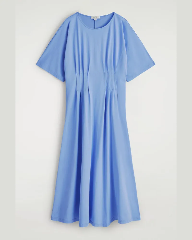 COS Midikleid Aus Baumwolle Mit Biesen Blau