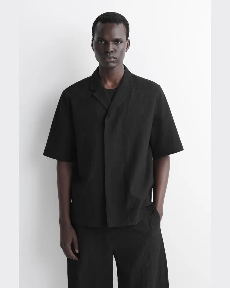 COS Freizeithemd Aus Seersucker Schwarz