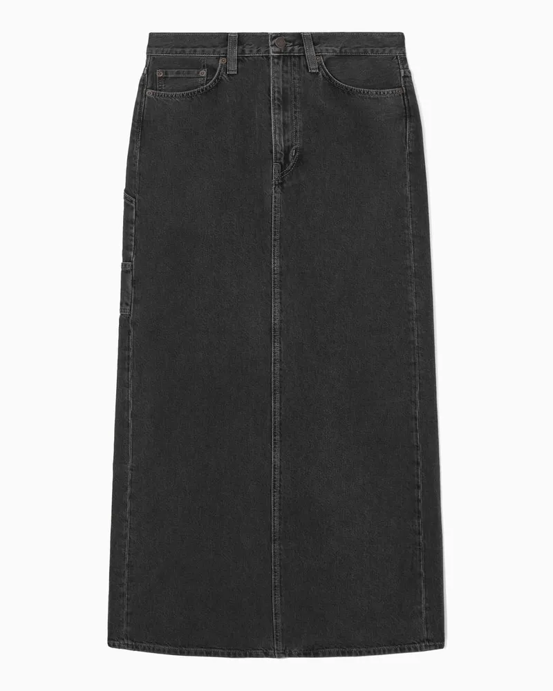 COS Maxirock Aus Denim Schwarz