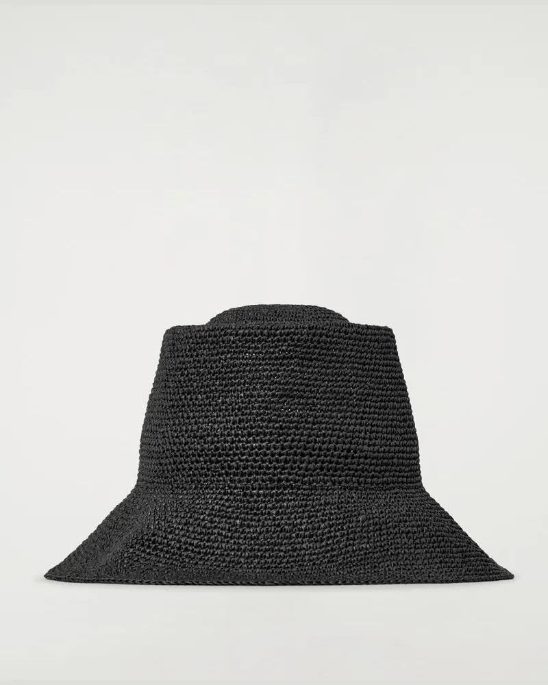 COS Fischerhut Aus Stroh Schwarz