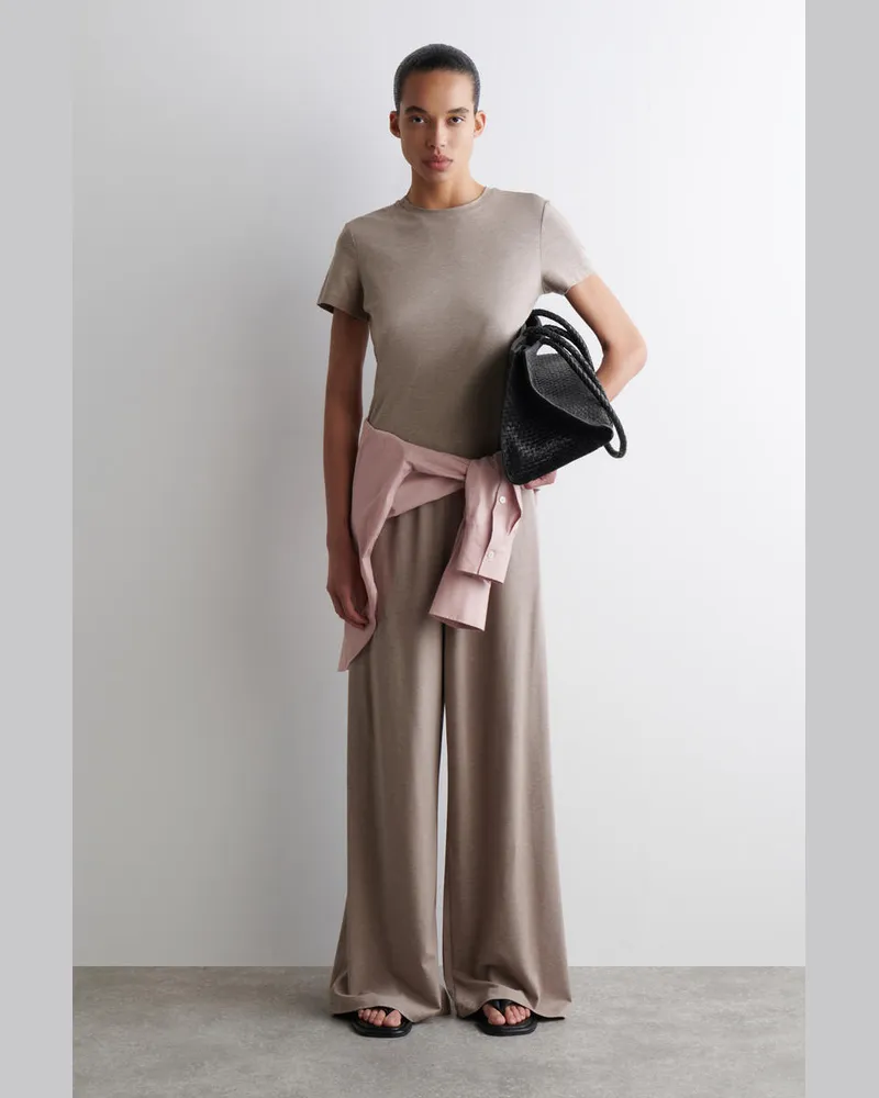 COS Fliessende Jerseyhose Mit Weitem Bein Beige