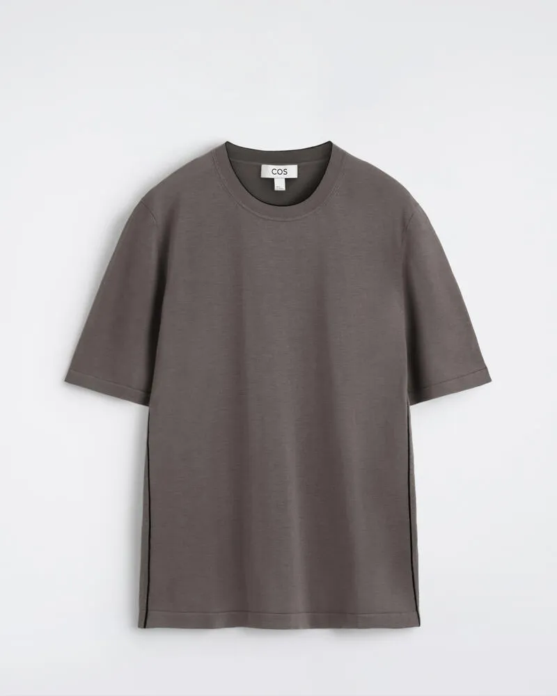 COS T-Shirt Aus Seiden-Baumwoll-Mix Braun