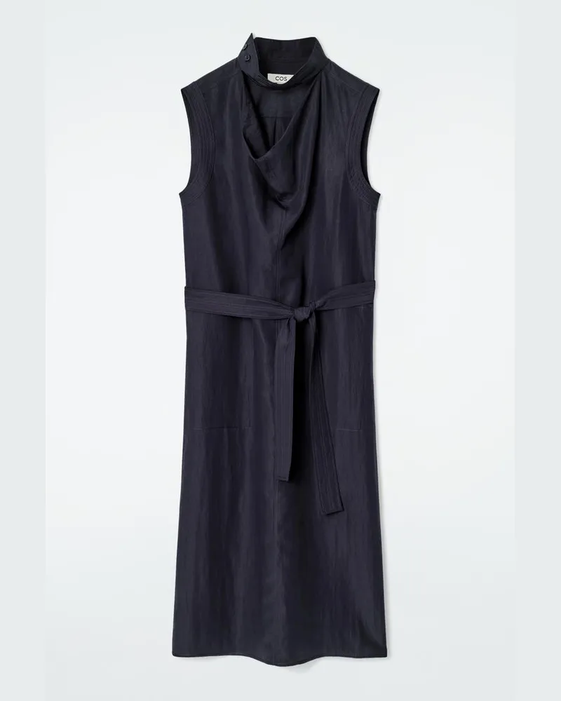 COS Midikleid Mit Cut-Out Und Wasserfallausschnitt Blau