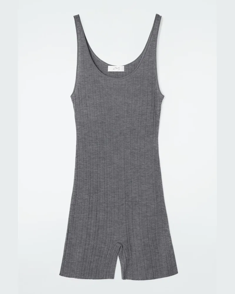 COS Der Gerippte Body Aus Merinowolle Grau