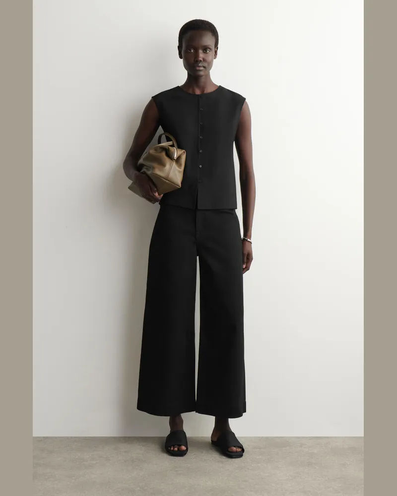 COS Verkürzte Hose Aus Denim Mit Weitem Bein Schwarz