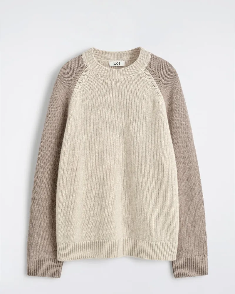 COS Kaschmir-Pullover Mit Colour-Block-Design Beige